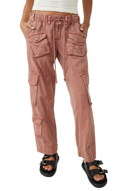 Free People Tahiti Herringbone Cargo Trousers In Auburn