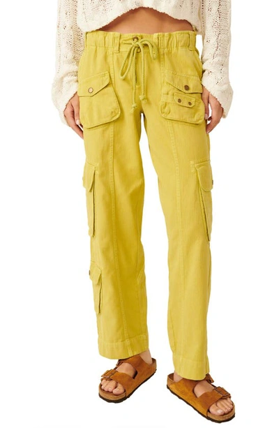 Free People Tahiti Herringbone Cargo Pants In Citronelle