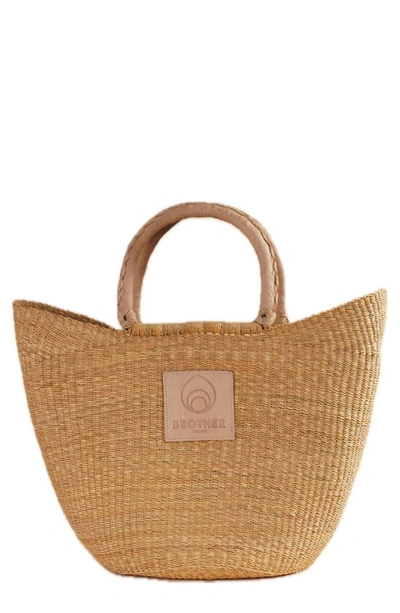 Brother Vellies Sailboat Woven Raffia Basket Tote In Natural