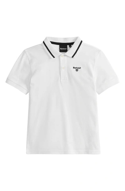 Barbour Kids' Oakside Tipped Cotton Piqué Polo In White
