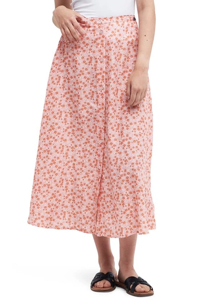 Barbour Sandgate Floral Print Midi Skirt In Pink Multi