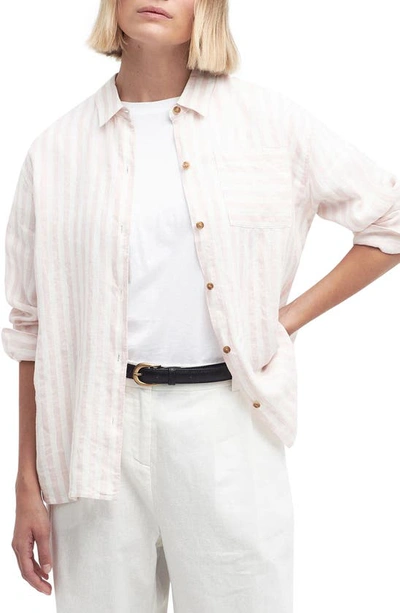 Barbour Annie Stripe Linen Button-up Shirt In Primrose Pink