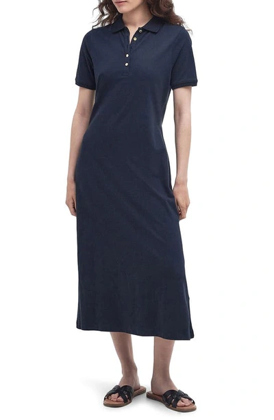 Barbour Celeste Stretch Cotton Piqué Midi Dress In Navy