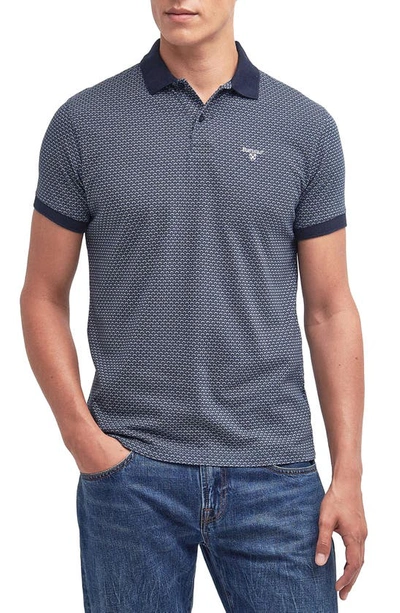 Barbour Shell Print Cotton Polo In Navy