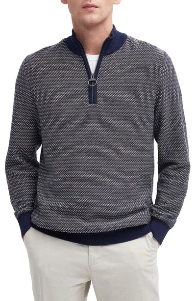 Barbour Dunstan Marl Half-zip Cotton Jumper In Navy