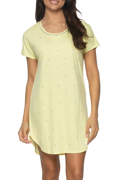 Felina Jessie Stretch Jersey Sleep Shirt In Lemon Meringue With Grey Diamond