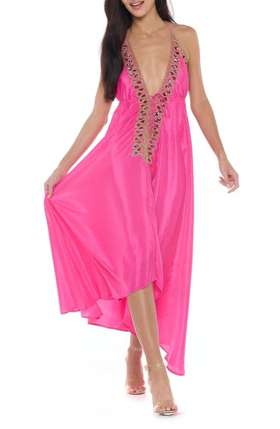 Ranee's Plunge V-neck Maxi Dress In Pink