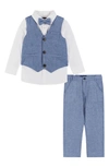 Andy & Evan Kids' Toddler/child Boys Blue Four Piece Buttondown And Vest Set