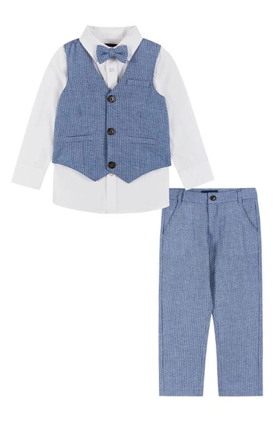 Andy & Evan Kids' Toddler/child Boys Blue Four Piece Buttondown And Vest Set In Medium Blue