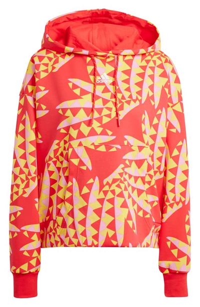 Adidas Originals X Farm Rio Patterned Hoodie In Tomato/ Spring Yellow