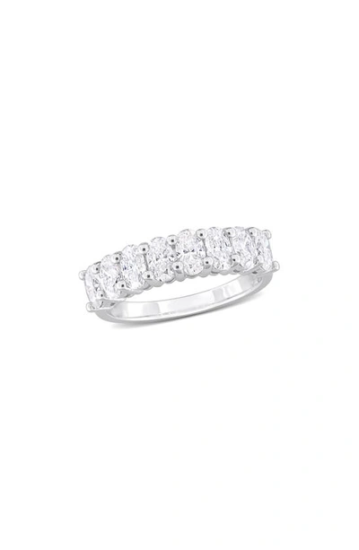 Delmar Sterling Silver Created Moissanite Oval Band Ring In White/ Silver