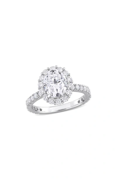Delmar Sterling Silver Created Moissanite Engagement Style Ring In White/ Silver
