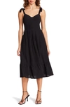 Steve Madden Sophia Rose Tie Strap Midi Sundress In Black