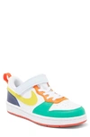 Nike Kids' Court Borough Low Recraft Sneaker In White/ Blue/ Sundial/ Green