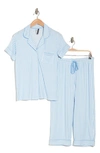 Jaclyn Luxe Stripe Capri Pajamas In White/ Blue