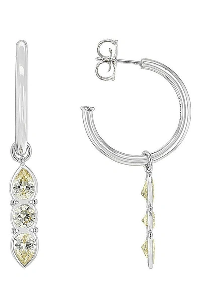 Judith Ripka Cz Dangle Hoop Drop Earrings In Silver