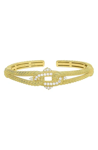 Judith Ripka Pavé Cz Textured Rope Cuff Bracelet In Gold