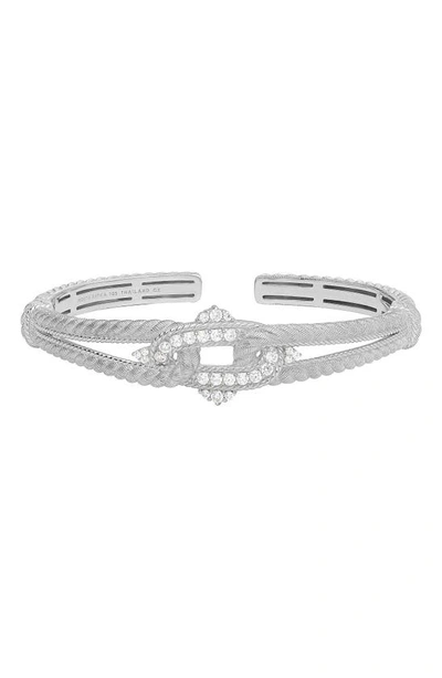 Judith Ripka Pavé Cz Textured Rope Cuff Bracelet In Silver