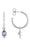 Judith Ripka Pear Cut Cz Dangle Hoop Earrings In Purple/ Silver