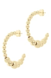 Judith Ripka Textured Bead Hoop Earrings In Gold