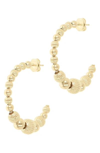 Judith Ripka Textured Bead Hoop Earrings In Gold