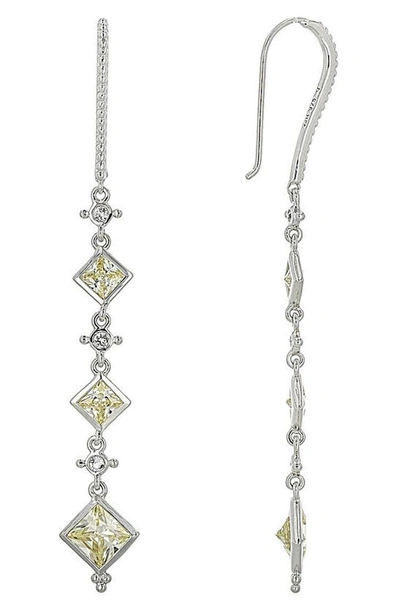 Judith Ripka Diamond Cut Cz Drop Earrings In Yellow/ Silver