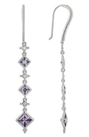 Judith Ripka Diamond Cut Cz Drop Earrings In Purple/ Silver