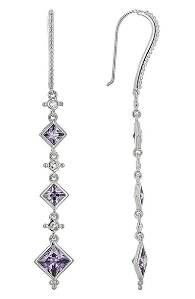 Judith Ripka Diamond Cut Cz Drop Earrings In Purple/ Silver