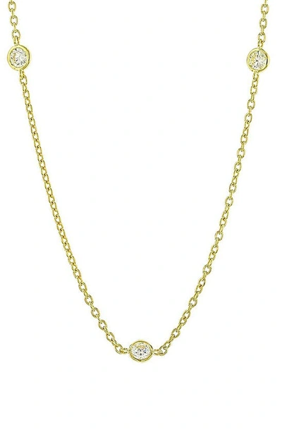 Judith Ripka Clad Bezel Set Cz 5-station Necklace In Gold/ Crystal