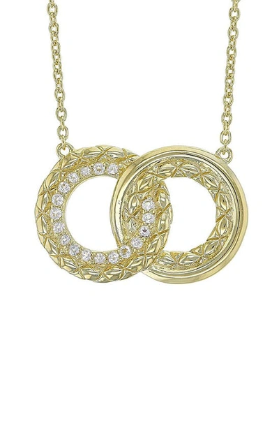 Judith Ripka White Topaz Interlocking Ring Pendant Necklace In Gold