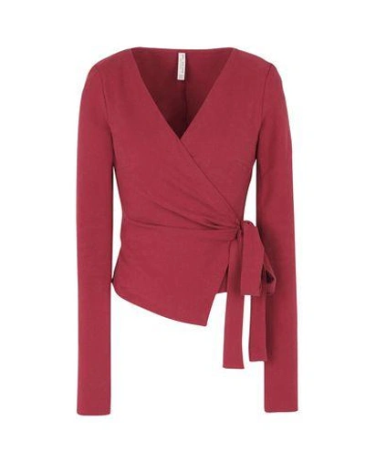 Bec & Bridge Solid Color Shirts & Blouses In Garnet