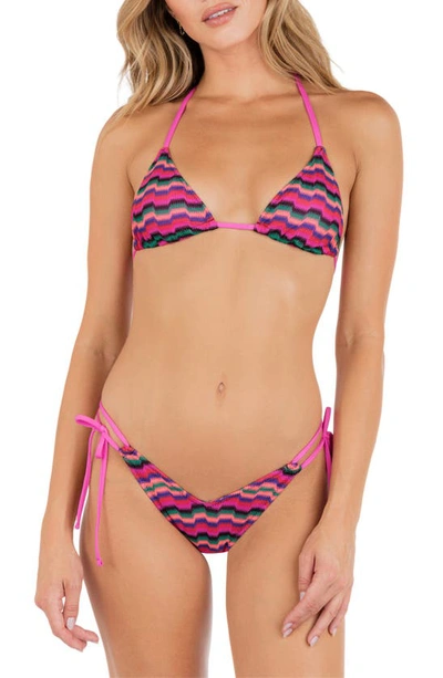 Hurley Itsy Bitsy Zumba Stripe Two-piece Swimsuit In Electric Pink