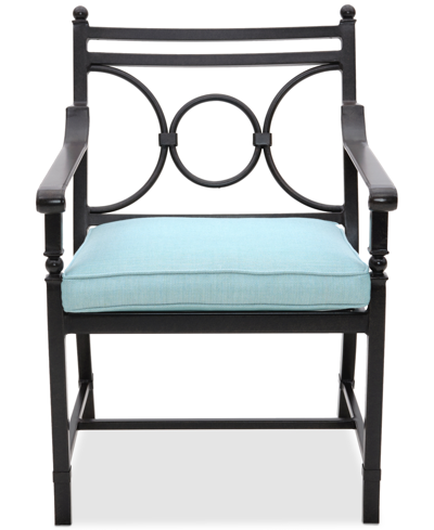 Agio Wythburn Mix And Match Scroll Outdoor Swivel Chair In Spa Light Blue,pewter Finish