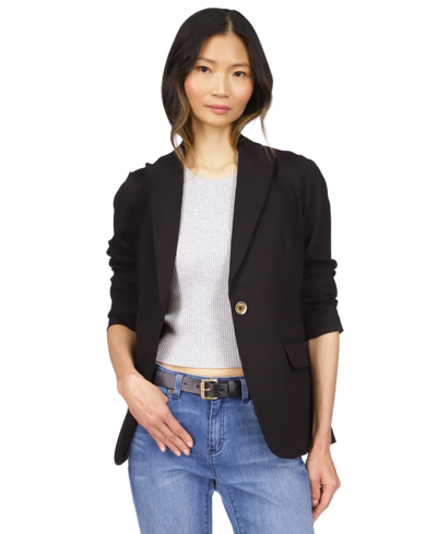 Michael Kors Michael  Women's Knit One-button Blazer, Regular & Petite In Black