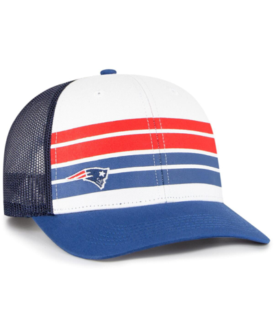 47 Brand Kids' Big Boys And Girls ' White, Blue New England Patriots Cove Trucker Snapback Hat In White,blue