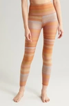 Beyond Yoga Space Dye High Waist Midi Leggings In Ombre Stripe