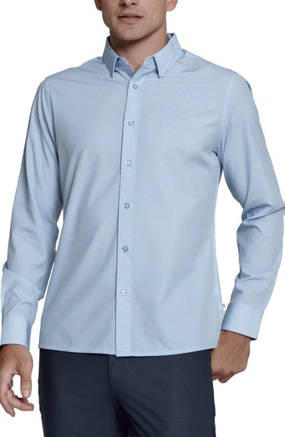 7 Diamonds Niall Geometric Print Performance Button-up Shirt In Blue