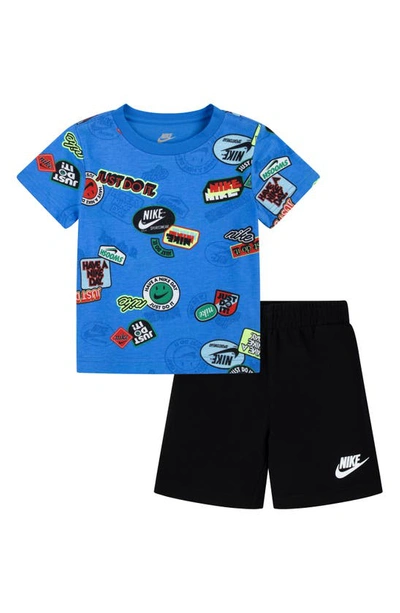 Nike Babies' Kids' T-shirt & Sweat Shorts Set In Blue/black