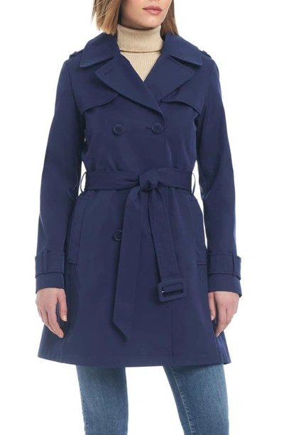 Kate Spade Water Resistant Double Breasted Trench Coat In Squid Ink