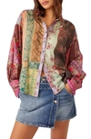 Free People Flower Patch Mixed Print Cotton Button-up Shirt In Multi