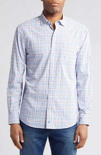 Johnnie-o Alzer Plaid Performance Button-up Shirt In Tahitian