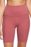 Nike Zenvy Gentle Support High Waist Bike Shorts In Adobe/ Black