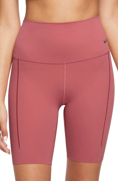 Nike Zenvy Gentle Support High Waist Bike Shorts In Adobe/ Black