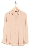Adrianna Papell Long Sleeve Button-up Shirt In Bamboo