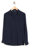 Adrianna Papell Long Sleeve Button-up Shirt In Blue Moon
