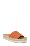 Lucky Brand Lemana Espadrille Platform Slide Sandal In Brick Orange Leather