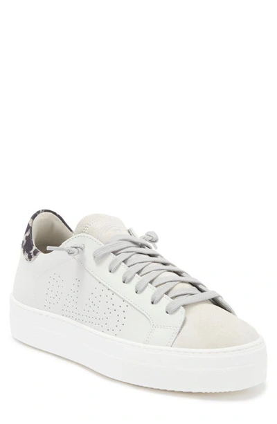 P448 Thea Platform Sneaker In White/ Snow Leopard Print