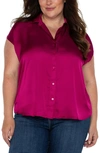 Liverpool Los Angeles Dolman Sleeve Satin Shirt In Fuchsia Kiss