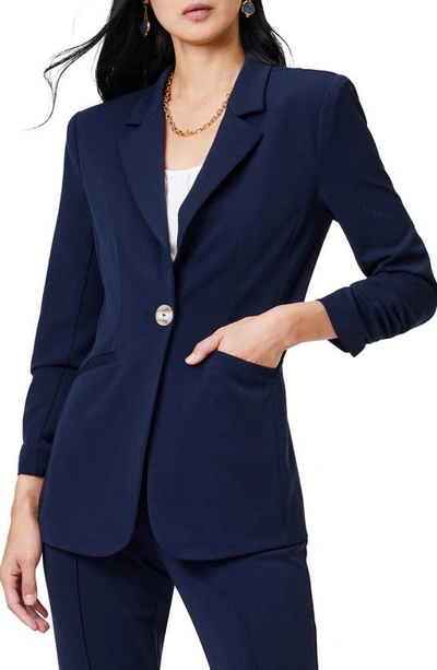 Nic + Zoe Avenue Scrunch Sleeve Blazer In Dark Indigo