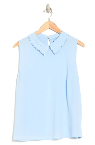 Cece Peter Pan Collar Sleeveless Blouse In Ocean Spray